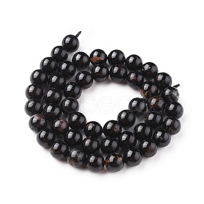 Natural Black Tourmaline Beads Strands G-F666-05-8mm-1