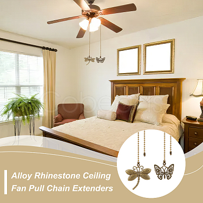 6Pcs 6 Style Insect Theme Tibetan Style Alloy Ceiling Fan Pull Chain Extenders PALLOY-AB00232-1