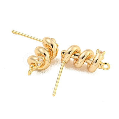 Brass Micro Pave Cubic Zirconia Stud Earring Findings LS-KK-U015-01G-1