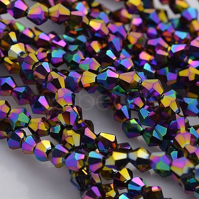 Faceted Bicone Electroplate Glass Beads Strands EGLA-P016-4mm-F03-1