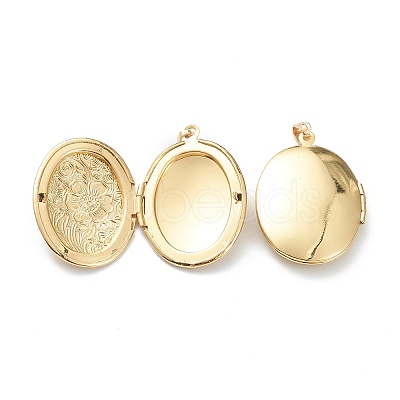 Brass Locket Pendants KK-P199-09G-1