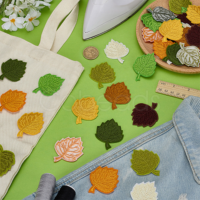 48Pcs 8 Colors Computerized Embroidery Cloth Hot Melt Adhesive Patches DIY-FG0007-93-1