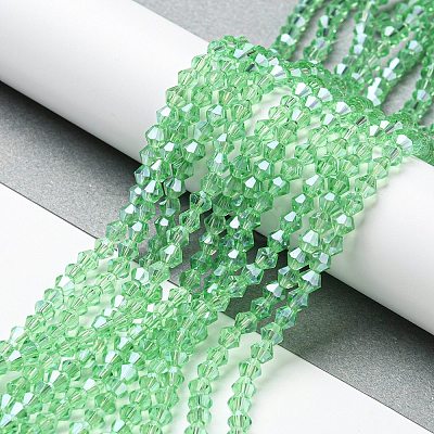 Transparent Electroplate Glass Beads Strands GLAA-F029-4mm-C24-1