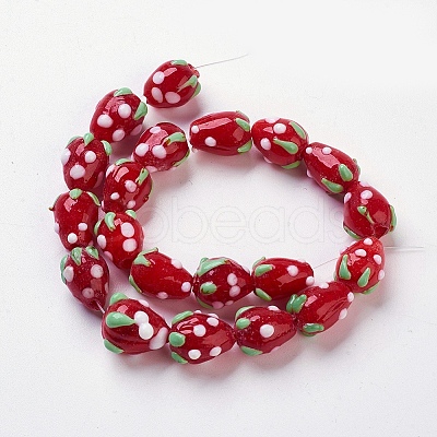 Handmade Lampwork 3D Strawberry Beads LS-X-LAMP-R109A-15-1