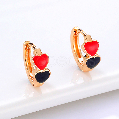 Fashionable Heart Brass Hoop Earrings SE4766-1