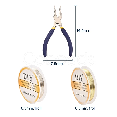 Round Copper Jewelry Wire with 6-in-1 Bail Making Pliers CWIR-YW0001-01-1