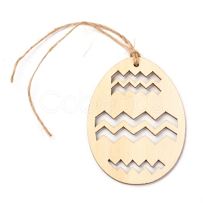 DIY Egg Shape Handmade Hollow Out Graffiti Wood WOOD-G007-01G-1
