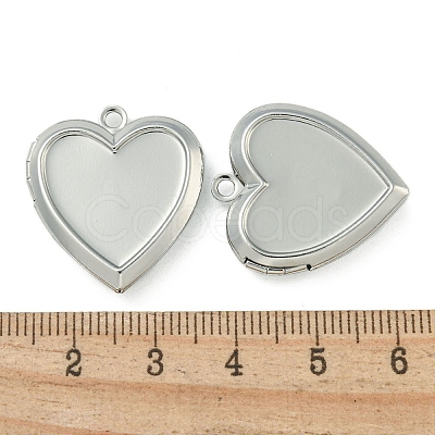 Rack Plating Heart Brass Locket Pendants KK-T071-11P-1