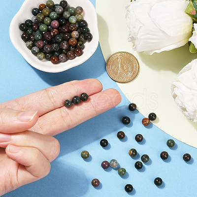 100Pcs Natural Indian Agate Beads G-SP0001-20B-1