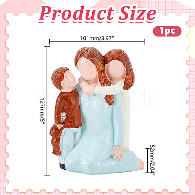 Mother & Daughter & Son Resin Sculpture Display Decorations DJEW-WH0053-82B-1
