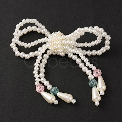 Handmade Imitation Pearl Beaded Bowknot Ornament Accessories DIY-WH0304-369-1
