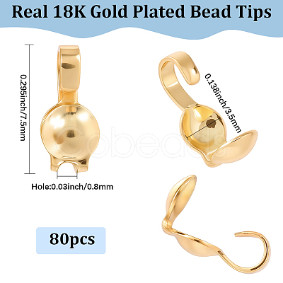 80Pcs Brass Bead Tips KK-BBC0019-12-1