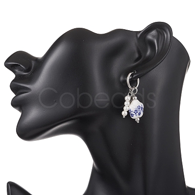 304 Stainless Steel Flower Hoop Earrings EJEW-JE06733-1