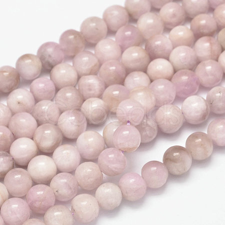 Round Natural Kunzite Beads Strands G-K068-28-8mm-1