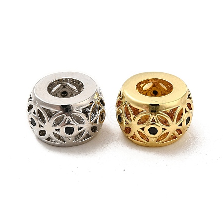 Rack Plating Brass Micro Pave Cubic Zirconia European Beads KK-C010-01-1