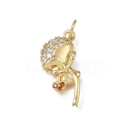 Brass Micro Pave Orange Cubic Zirconia Pendants CU-L001-13G-01-1
