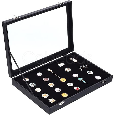 Wood Pin Display Case CON-WH0084-31-1