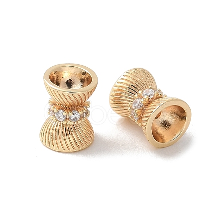 Brass Micro Pave Cubic Zirconia Beads KK-U052-22G-1