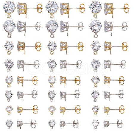 925 Sterling Silver Micro Pave Cubic Zirconia Stud Earring Findings STER-AR0001-28-1