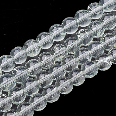 Drawbench Transparent Glass Round Beads Strands X-GLAD-Q012-8mm-04-1