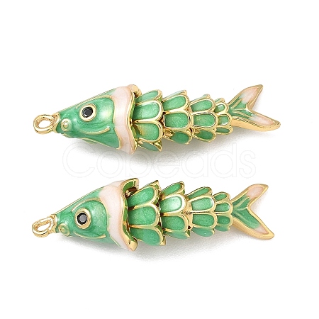 Brass Micro Pave Cubic Zirconia Pendants with Enamel KK-H526-03G-07-1