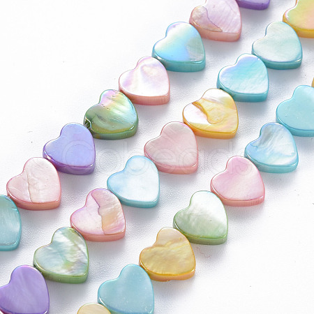 Electroplated Natural Freshwater Shell Beads Strands X-SHEL-N026-170-1