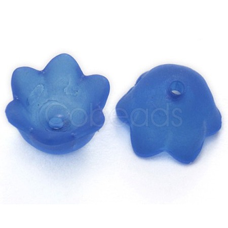 Chunky Blue Transparent Frosted Tulip Flower Acrylic Bead Caps X-PL543-10-1