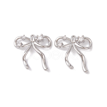 Brass Micro Pave Clear Cubic Zirconia Pendants KK-S376-17C-P-1