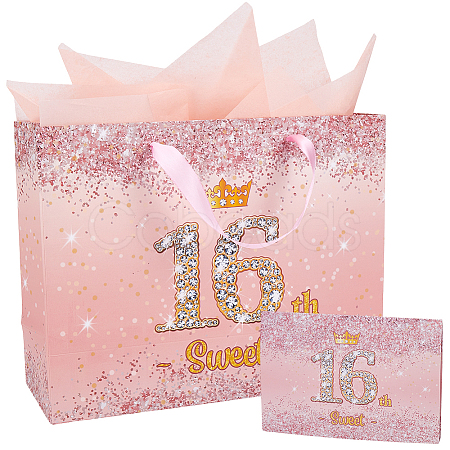Sixteenth Birthday Paper Tote Bags with Handles CARB-SP0001-02-1
