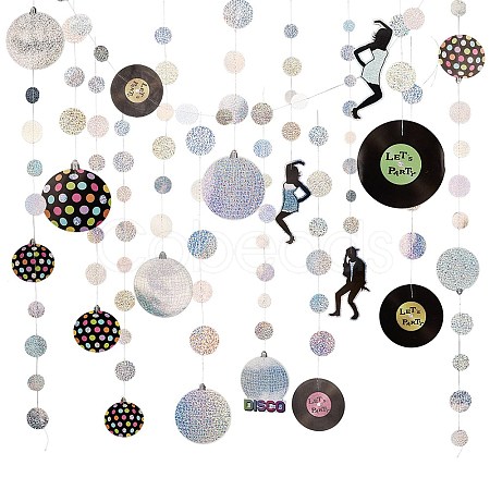 AHADEMAKER Iridescent Disco Theme Paper Garlands HJEW-GA0001-18-1