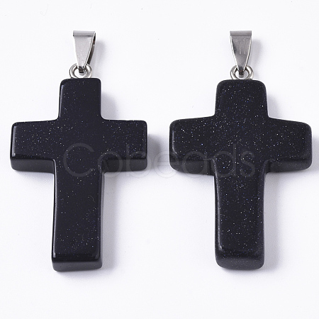 Synthetic Blue Goldstone Pendants G-Q512-012-1