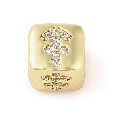 Brass Micro Pave Clear Cubic Zirconia European Beads KK-K368-01G-09-1