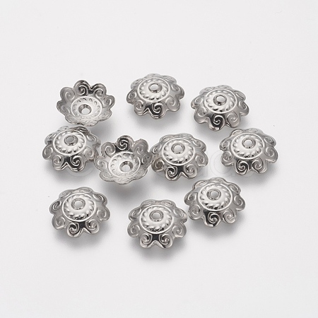 Multi-Petal 201 Stainless Steel Flower Bead Caps STAS-L205-06P-1