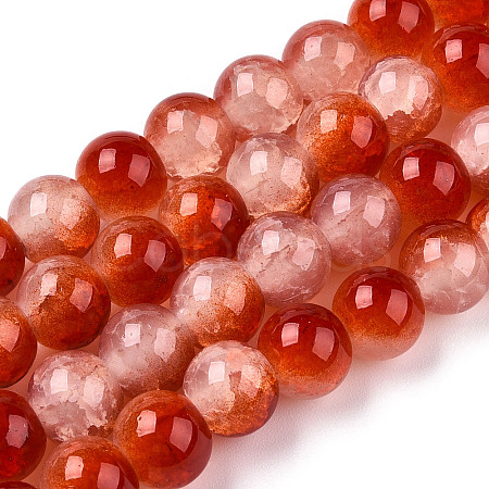Crackle Baking Paint Imitation Jade Glass Beads Strands DGLA-T003-6mm-10-1
