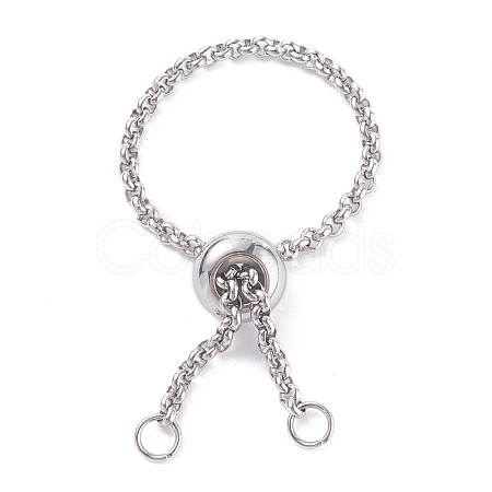 304 Stainless Steel Rolo Chains Slider Ring Findings RJEW-JR00443-02-1
