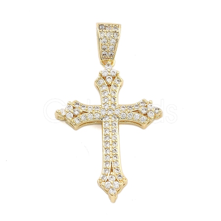 Brass Pave Clear Cubic Zirconia Pendants KK-U009-06C-G-1