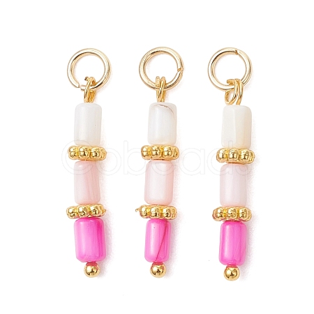 Dyed Natural Freshwater Shell Beaded Pendants PALLOY-JF05024-01-1