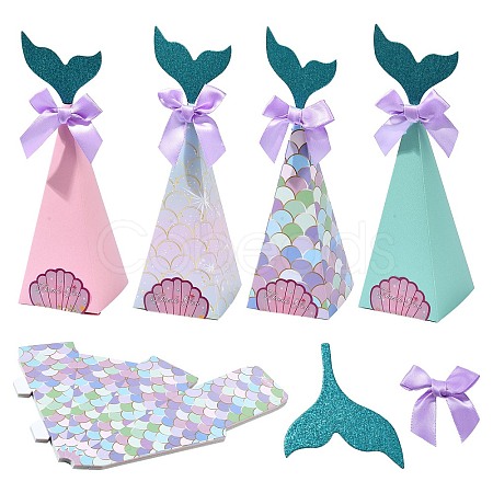 20Pcs 4 Colors Mermaid Tail Shape Candboard Box CON-CJ0001-22-1