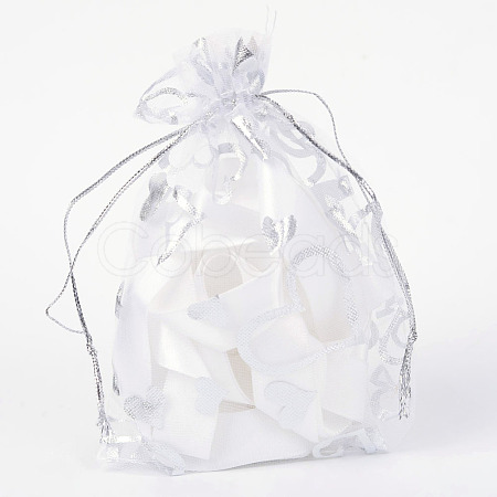 Heart Printed Organza Bags OP-R022-10x15-03-1