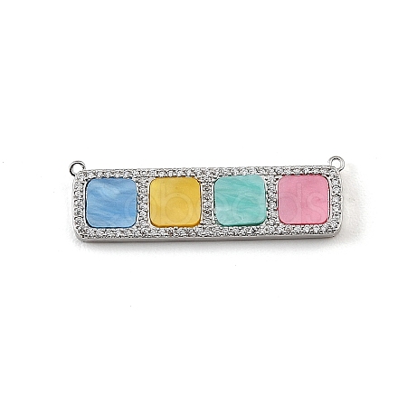 Brass Micro Pave Clear Cubic Zirconia Connector Charms CU-CBA30E8-01P-B08-1