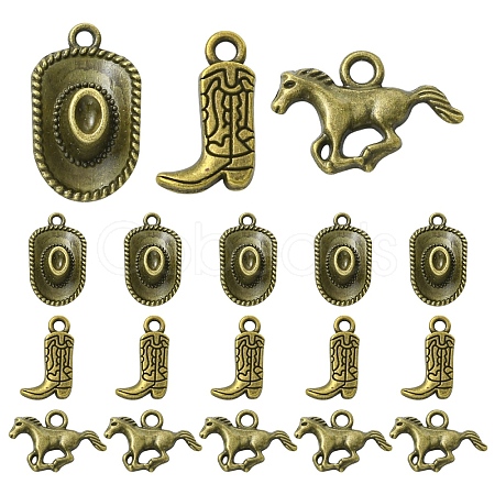 30Pcs 3 Styles Tibetan Style Alloy Pendants FIND-YW0010-51AB-1
