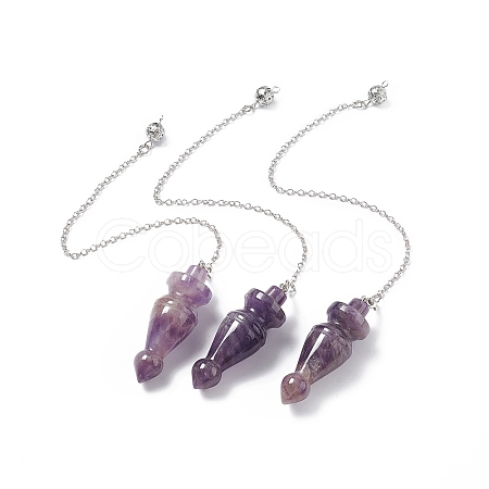 Natural Amethyst Pointed Dowsing Pendulums AJEW-B020-03P-04-1