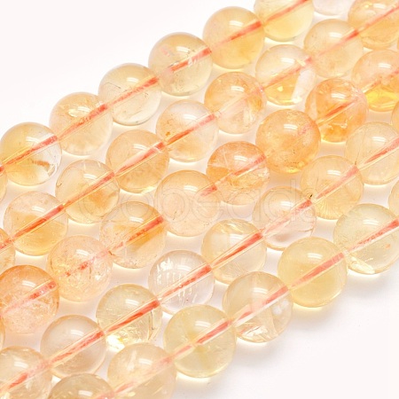 Natural Citrine Beads Strands G-O166-10-6mm-1
