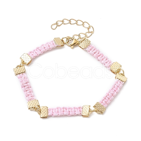 Braided Waxed Polyester Rectangle Link Chain Bracelets BJEW-JB10000-02-1