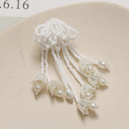 Handmade Glass Seed Beads Flower Tassel Stud Earrings FS-WG63232-01-1
