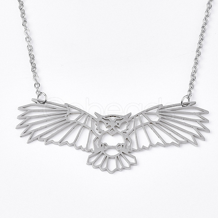 Non-Tarnish 201 Stainless Steel Pendant Necklaces NJEW-T009-JN060-1-40-1