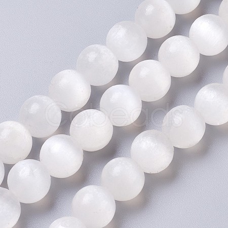 Natural Selenite Beads Strands G-I203-C-10mm-1