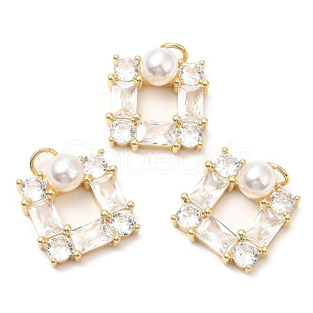 Rack Plating Brass Micro Pave Cubic Zirconia Pendants KK-A185-27G-1