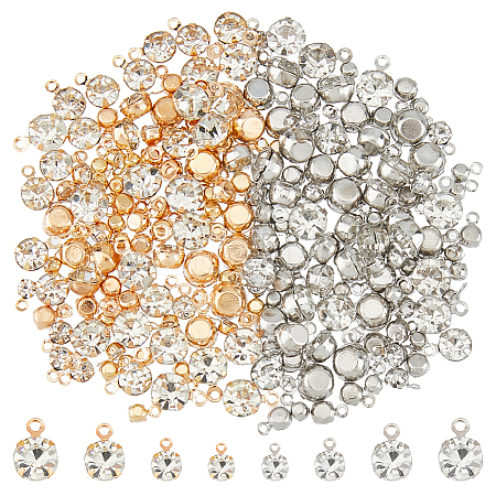 192Pcs 4 Styles Brass & Glass Pendants FIND-FH0011-98B-1