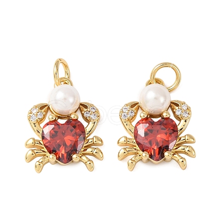 Brass Micro Pave Cubic Zirconia Pendants KK-C143-28G-1